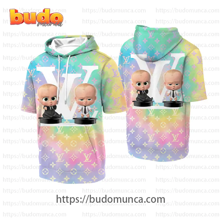 Louis vuitton and the boss baby movie hooded short sleeve t-shirt gift uninque for kid man women